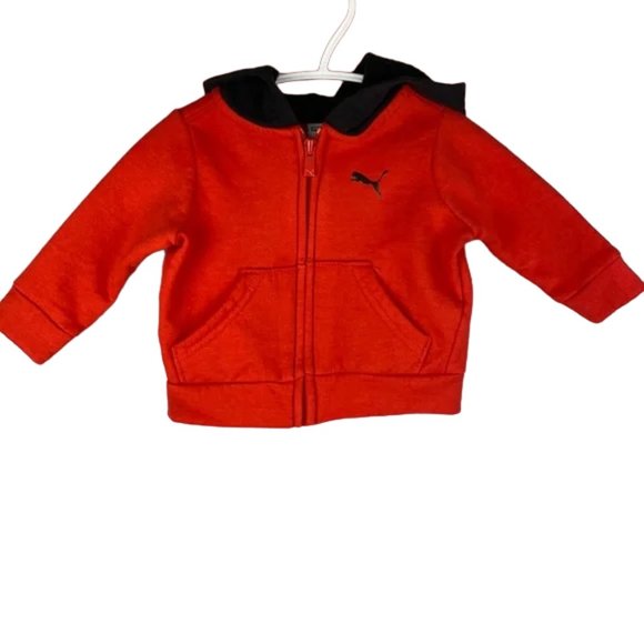Puma Red/Black Athletics Zip-Up Sweatshirt Hoodie Jacket size 0-3 Months - Picture 2 of 12